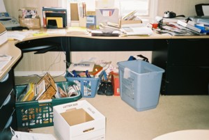 disorganized desk